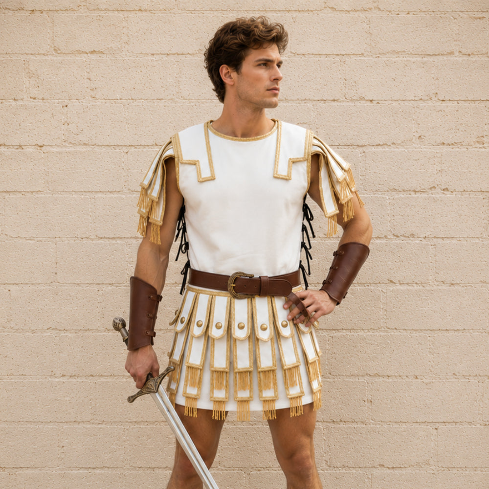 Roman Subarmalis Costume | White Roman Subarmalis Tunic | Gladiator & Legionary Undergarment Costume