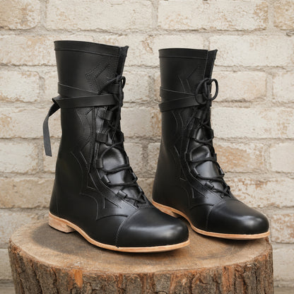 Medieval Renaissance Leather Boots – Viking & Pirate Style Footwear for Ren Faire, Reenactments, Theater & Halloween Events