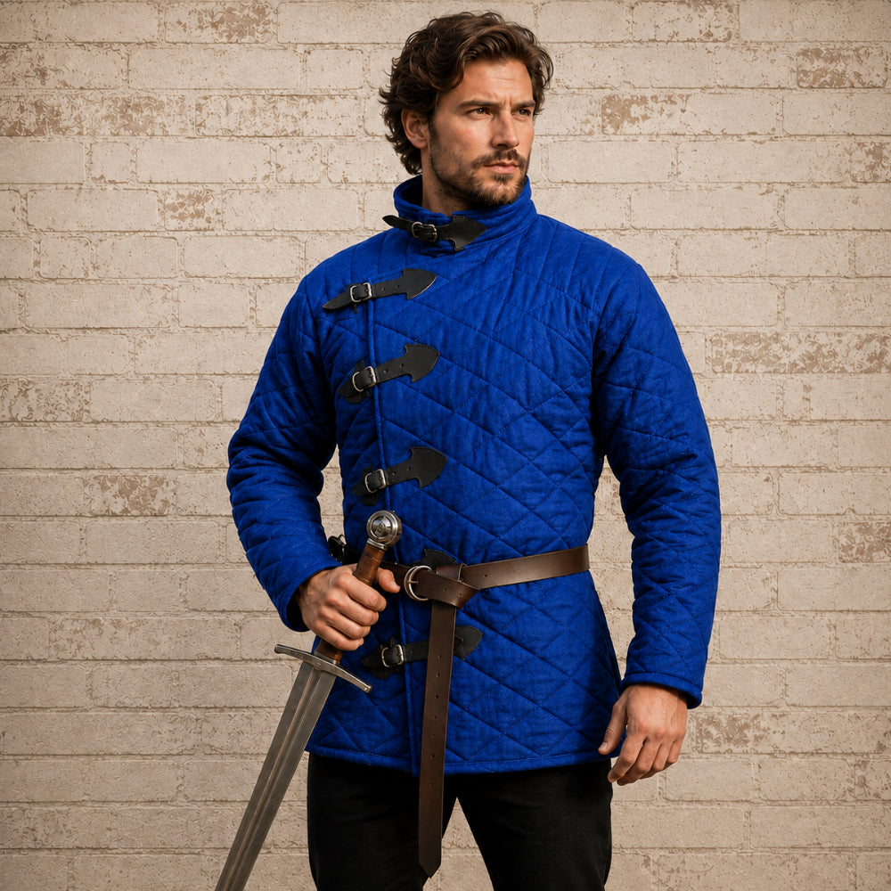 Medieval Blue Padded Gambeson – Knight & Viking Costume