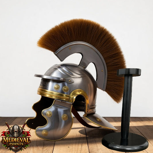 Roman Centurion Helmet : Roman Helmet with Brown Plume