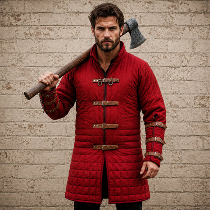 Quilted Viking Gambeson – Navy Blue Medieval Costume | LARP, Renaissance & Halloween Outfit