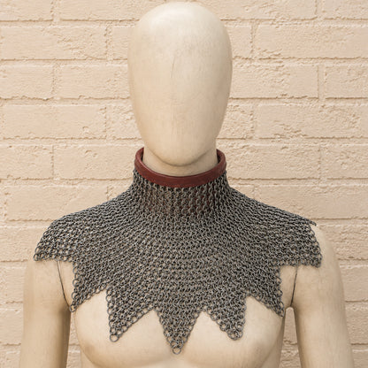 9mm Stainless Steel Chainmail Gorget Collar – Medieval Halloween Costume Armor