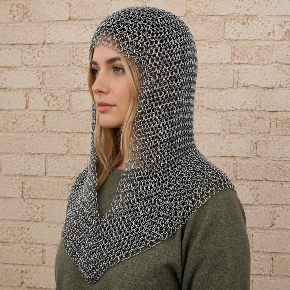 Aluminium Butted Chainmail Coif – Medieval Ren Faire Hood