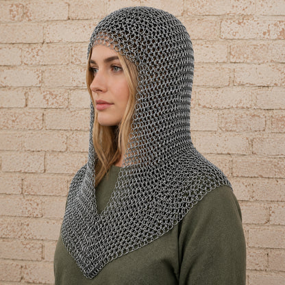 Aluminium Butted Chainmail Coif – Medieval Ren Faire Hood