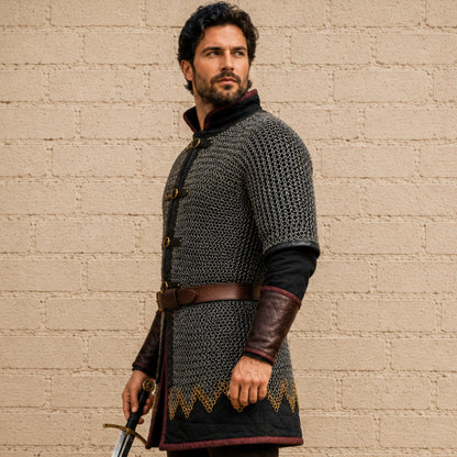 Titanium Chainmail Champion Shirt – 9mm Flat Ring Half Sleeve Armor