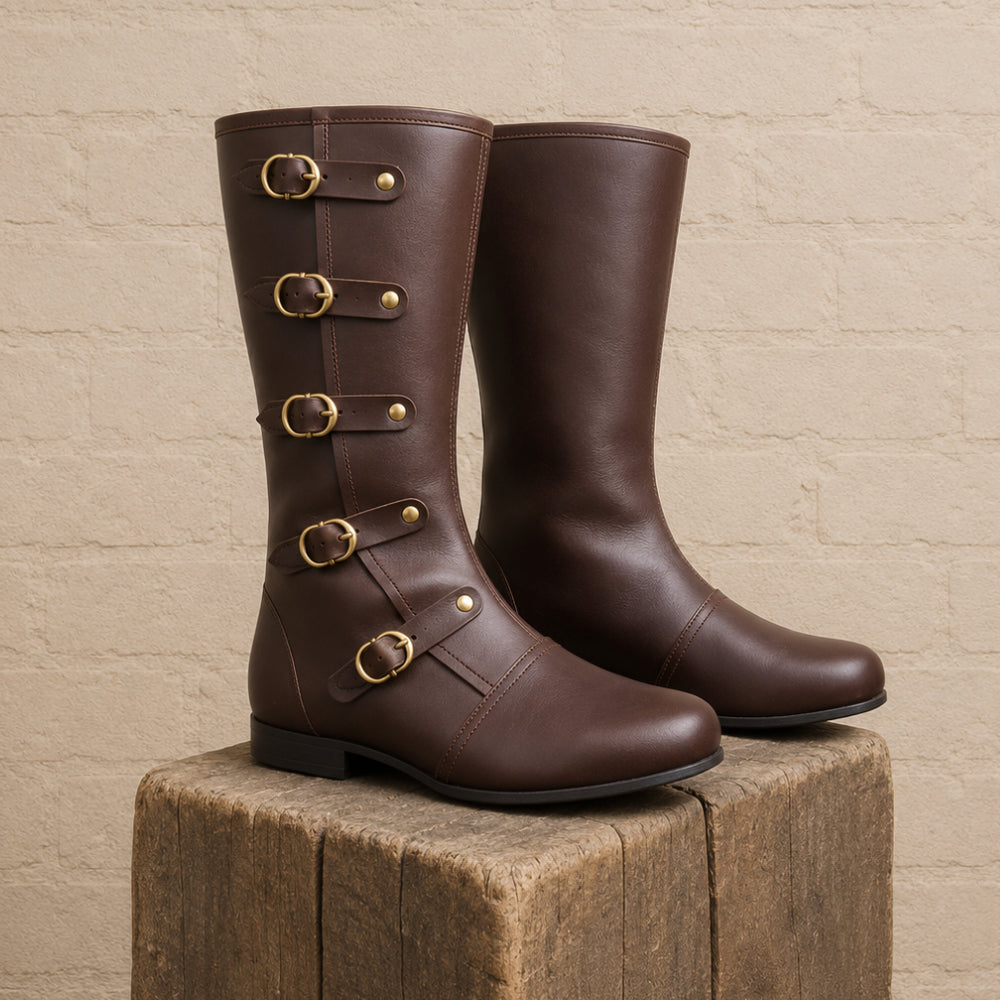 Medieval Leather Boots – Viking, Pirate & Ren Faire Costume Shoes for Halloween Events