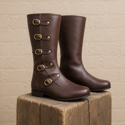 Medieval Leather Boots – Viking, Pirate & Ren Faire Costume Shoes for Halloween Events