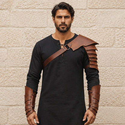 Warrior’s Leather Pauldron Armor – Handmade Medieval Shoulder Armour for Viking, LARP & Cosplay Costumes