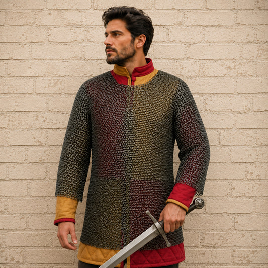 9mm Chainmail Shirt – Short Sleeve Flat Riveted Medieval Hauberk