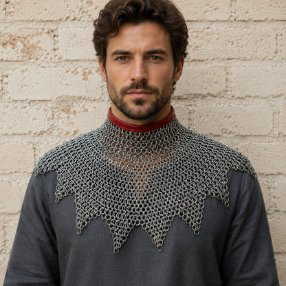 8mm Riveted Chainmail Gorget – Mild Steel Medieval Collar for Halloween & Cosplay