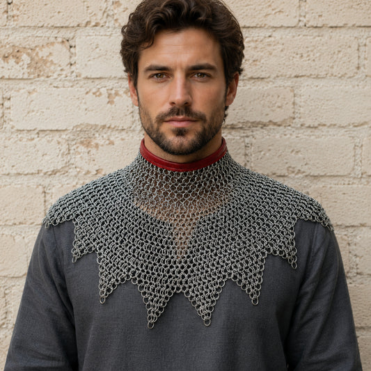 8mm Riveted Chainmail Gorget – Mild Steel Medieval Collar for Halloween & Cosplay