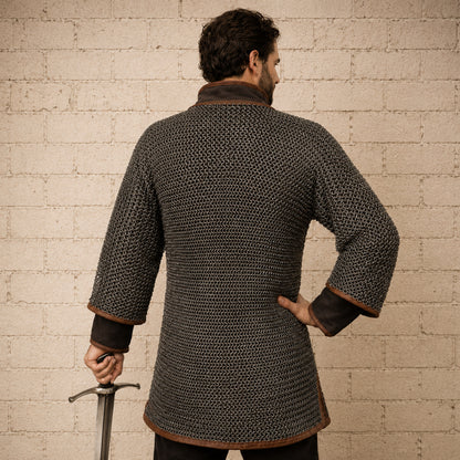 Darkened Aluminum Chainmail Shirt – Medieval Hauberk for LARP & Cosplay