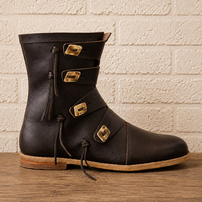 Viking Leather Ankle Boots – Handmade Medieval Renaissance Shoes for LARP, Cosplay & Historical Reenactment