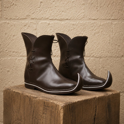 Medieval Tulip Boots – Handmade Low Poulaine Leather Shoes for LARP, Ren Faire & Historical Costumes