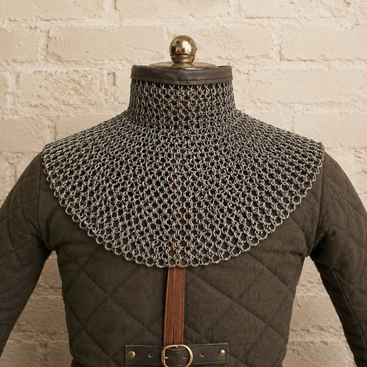 Titanium Chainmail Gorget Collar – European 4-in-1 Weave with Brass Buckles