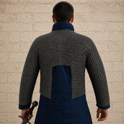 Medieval Chainmail Half Hauberk – 9mm Flat Riveted Ring Armor Shirt for LARP, Reenactment & Cosplay