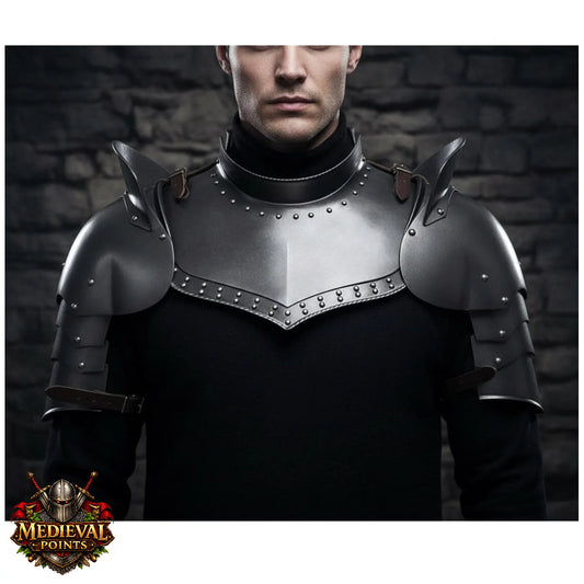 Medieval Knight Armor Gorget Set with Pauldrons – Unisex Shoulder Guard for Adults