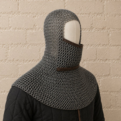 9mm Flat Riveted Ring Chainmail Coif – Medieval LARP Hood