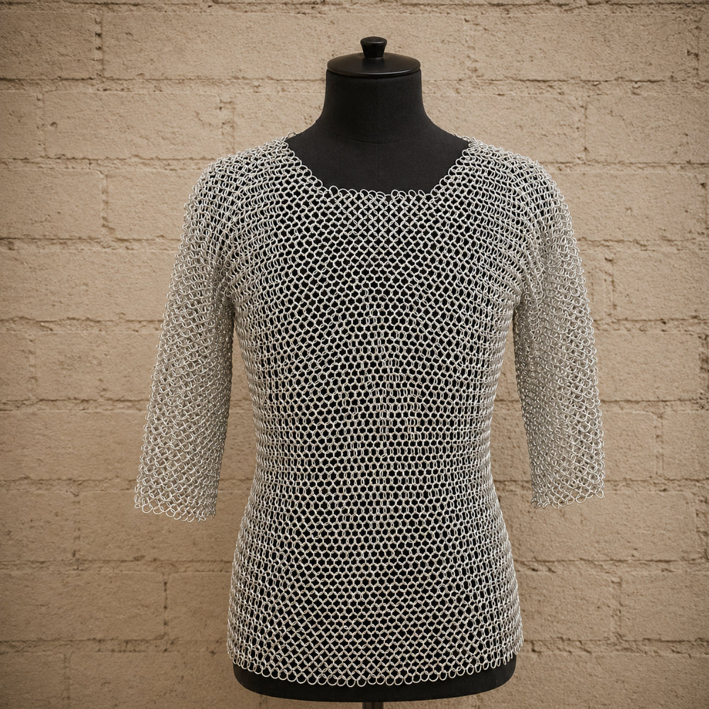 Aluminium Butted Chainmail Hauberk – Half Sleeve Medieval Armor Shirt