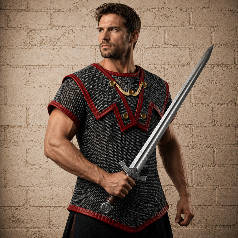 Roman Hamata Officer Chainmail Armor – 6MM Riveted Round Ring Maille Shirt for Reenactment, LARP & Halloween Events