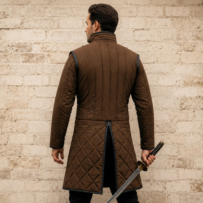 Leather Trim Medieval Gambeson – Renaissance Faire Costume