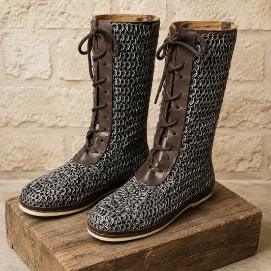 Stainless Steel Chainmail Boots – Viking Armor Footwear for LARP, Reenactment & Medieval Events