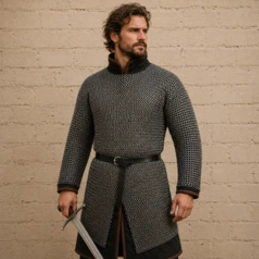 Mild Steel Chainmail Hauberk – 8MM Round Riveted Ring Medieval Armor