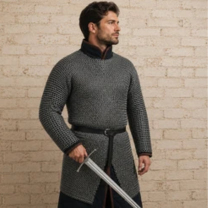 9mm Mild Steel Riveted Chainmail Hauberk – Medieval Armor for LARP & Reenactment