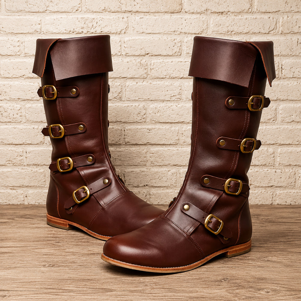 Medieval Renaissance Leather Boots – Viking & Pirate Style Footwear for Renfaire, Reenactments, Theater, and Halloween Events