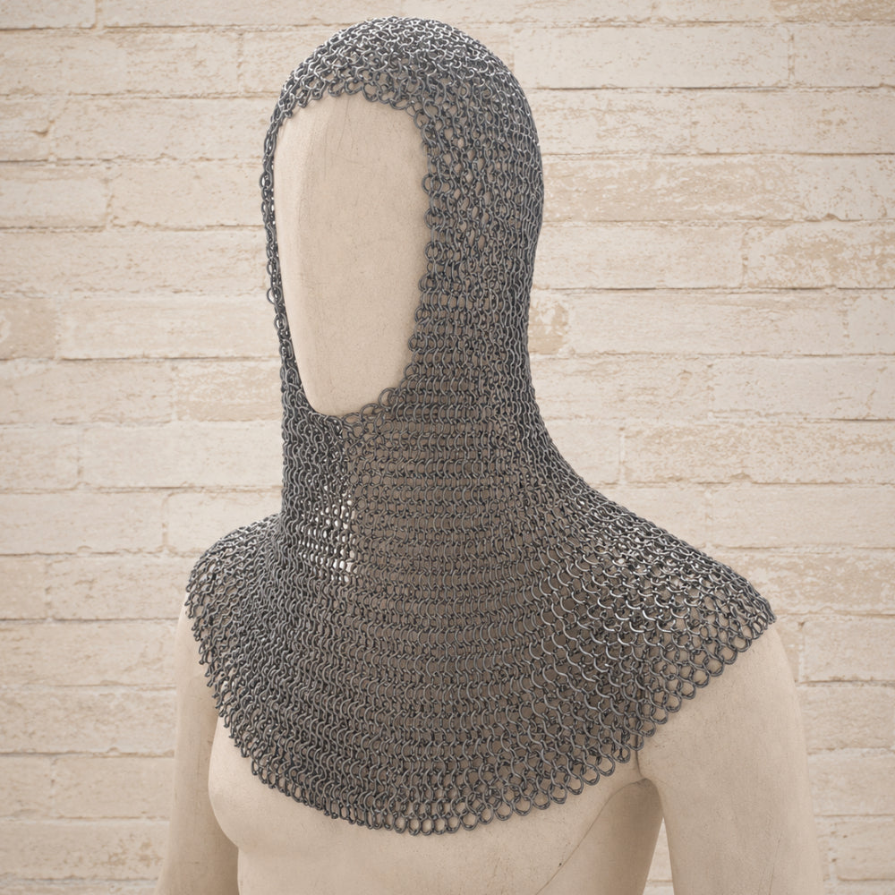 Medieval Chainmail Coif – 9mm Flat Riveted Rings with Solid Washer Rings