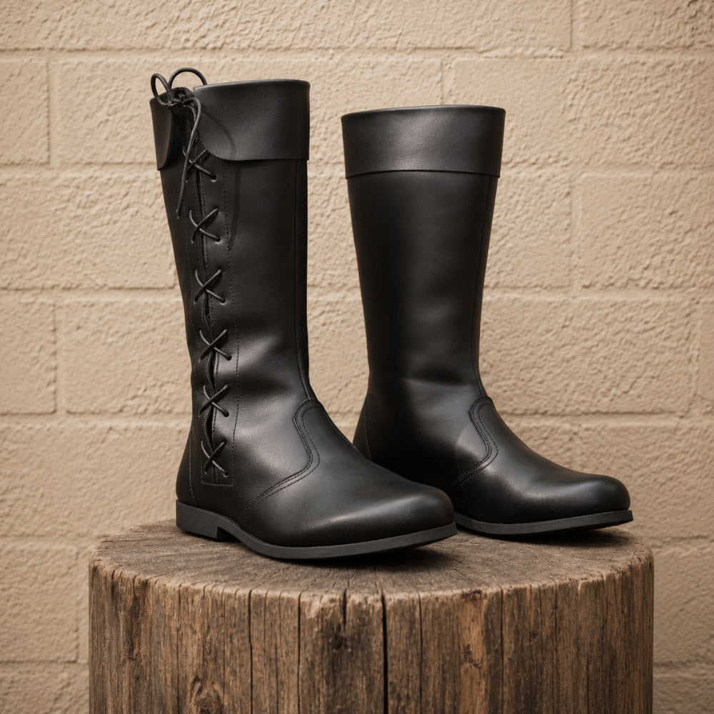 Medieval Leather Lace Boots – Viking & Pirate Style Shoes for Ren Faire, LARP & Halloween Events