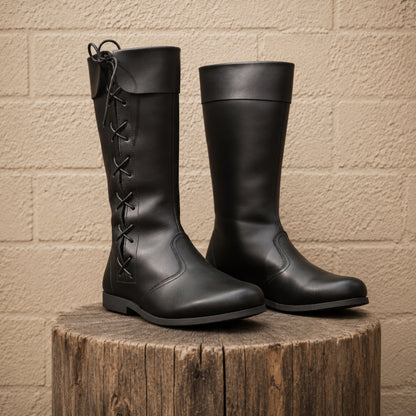Medieval Leather Lace Boots – Viking & Pirate Style Shoes for Ren Faire, LARP & Halloween Events