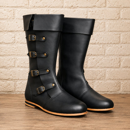 Medieval Renaissance Leather Boots – Viking & Pirate Style Footwear for Renfaire, Reenactments, Theater, and Halloween Events