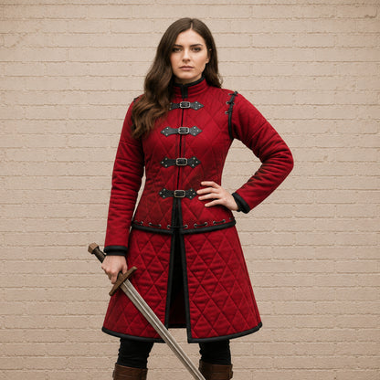 Royal Blue Medieval Gambeson – Padded Armor for Historical Reenactment