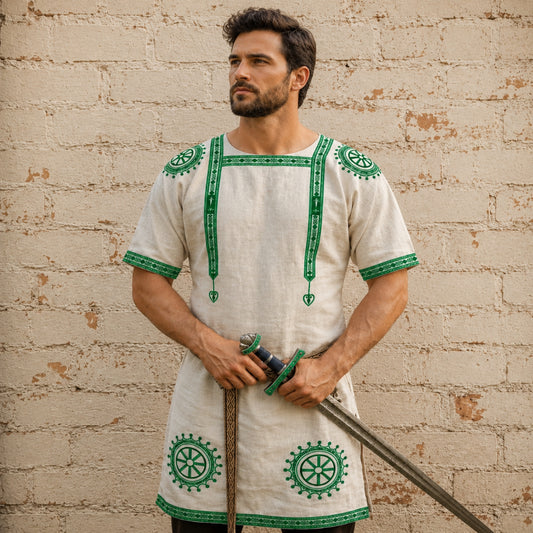 Roman Tunic with Manicata Sleeves | Renaissance Faire Costume | Medieval LARP Warrior Outfit | Historical Reenactment Armor Tunic