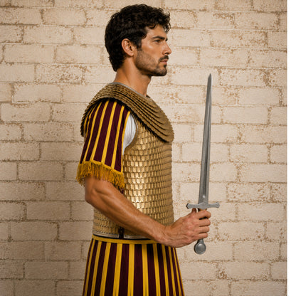 Brass Scale Lorica Squamata Armor – Roman Empire Scale Mail with Leather Trim Edges