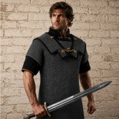 Lorica Hamata Roman Chainmail Shirt – 18 Gauge Mild Steel Armor with 6MM Riveted Round Rings