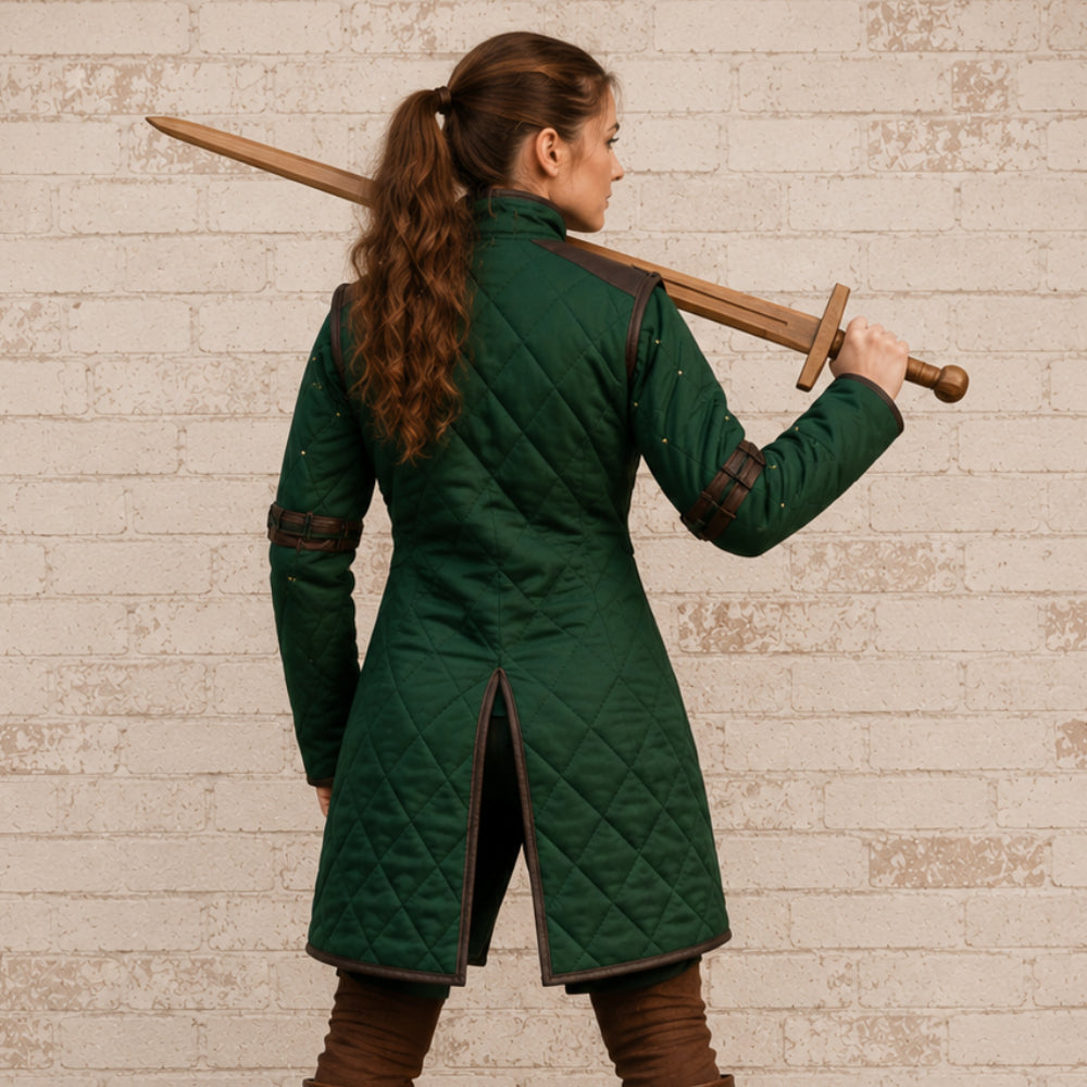 Medieval Gambeson Armor with Brown Leather Trim – Ren Faire, LARP & Halloween Costume