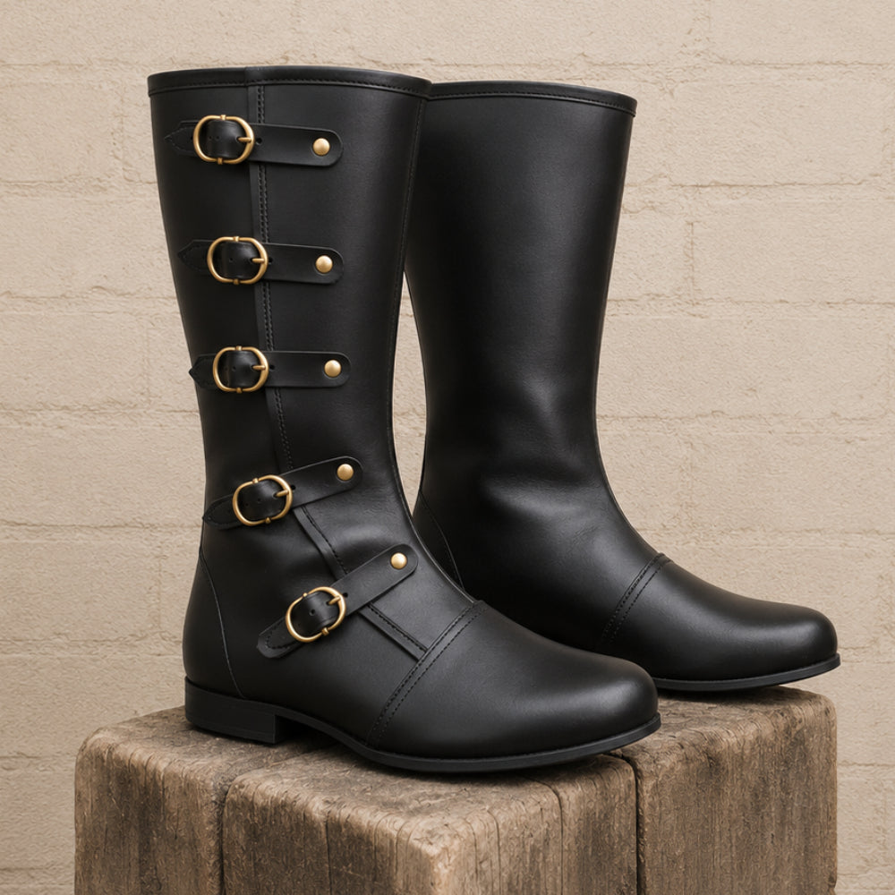 Medieval Leather Boots – Viking, Pirate & Ren Faire Costume Shoes for Halloween Events