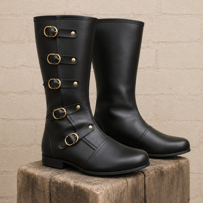 Medieval Leather Boots – Viking, Pirate & Ren Faire Costume Shoes for Halloween Events