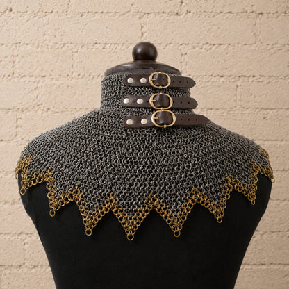 9mm Chainmail Gorget Collar – 8mm Flat Riveted & Solid Mild Steel Armor