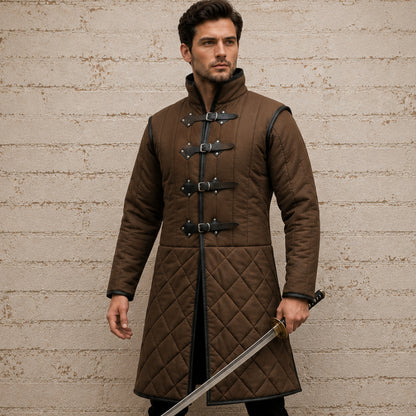 Leather Trim Medieval Gambeson – Renaissance Faire Costume