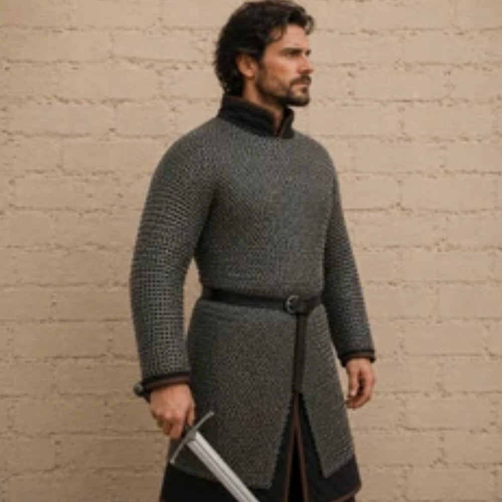 Mild Steel Chainmail Hauberk – 8MM Round Riveted Ring Medieval Armor