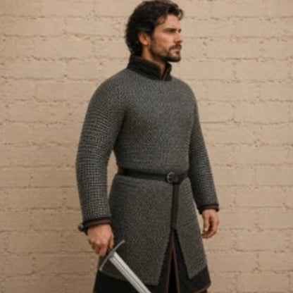 Mild Steel Chainmail Hauberk – 8MM Round Riveted Ring Medieval Armor