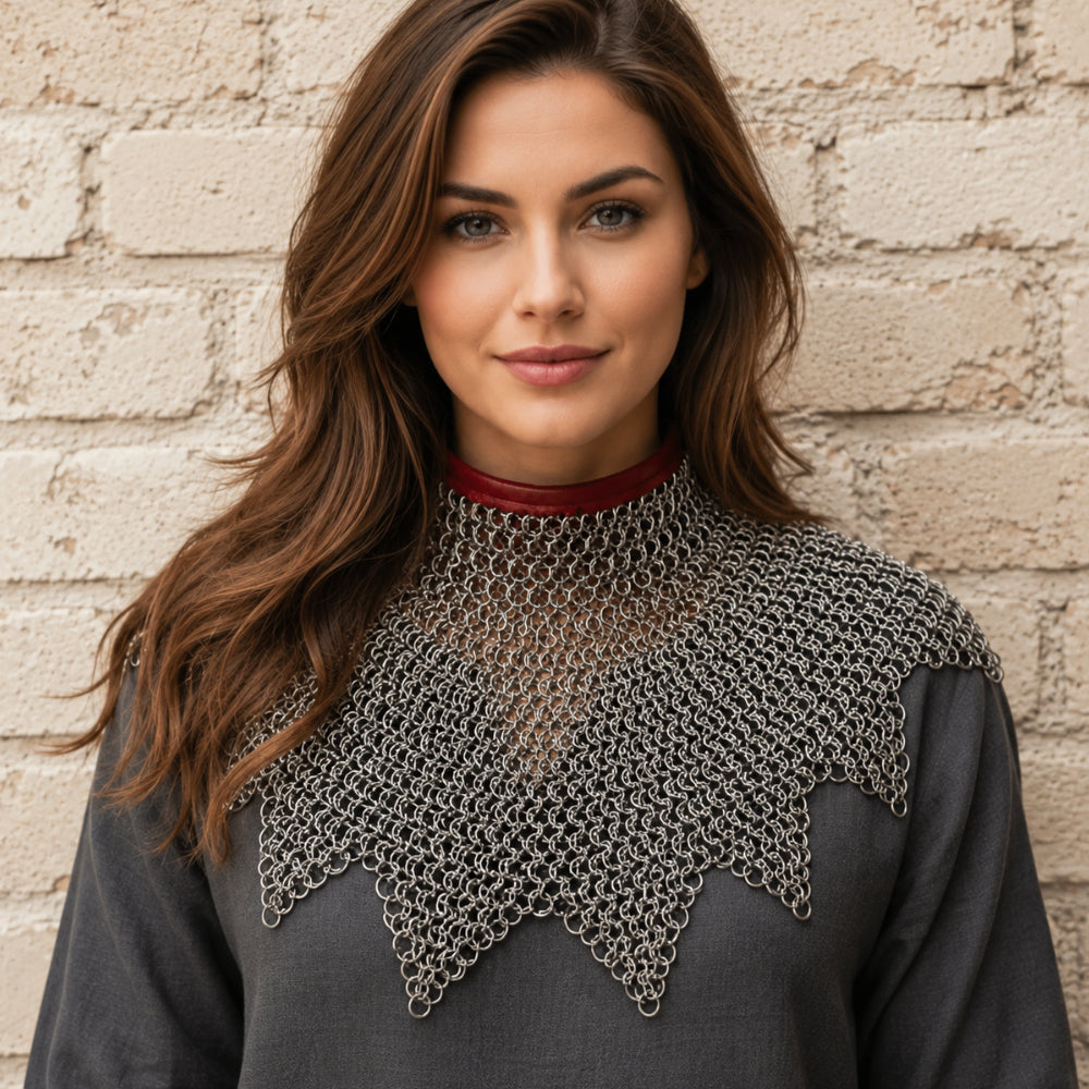 8mm Riveted Chainmail Gorget – Mild Steel Medieval Collar for Halloween & Cosplay