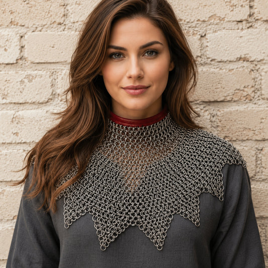 8mm Riveted Chainmail Gorget – Mild Steel Medieval Collar for Halloween & Cosplay