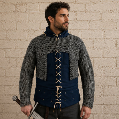 Medieval Chainmail Half Hauberk – 9mm Flat Riveted Ring Armor Shirt for LARP, Reenactment & Cosplay