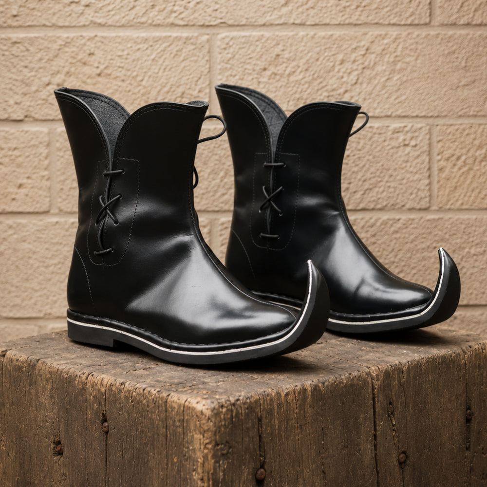 Medieval Tulip Boots – Handmade Low Poulaine Leather Shoes for LARP, Ren Faire & Historical Costumes
