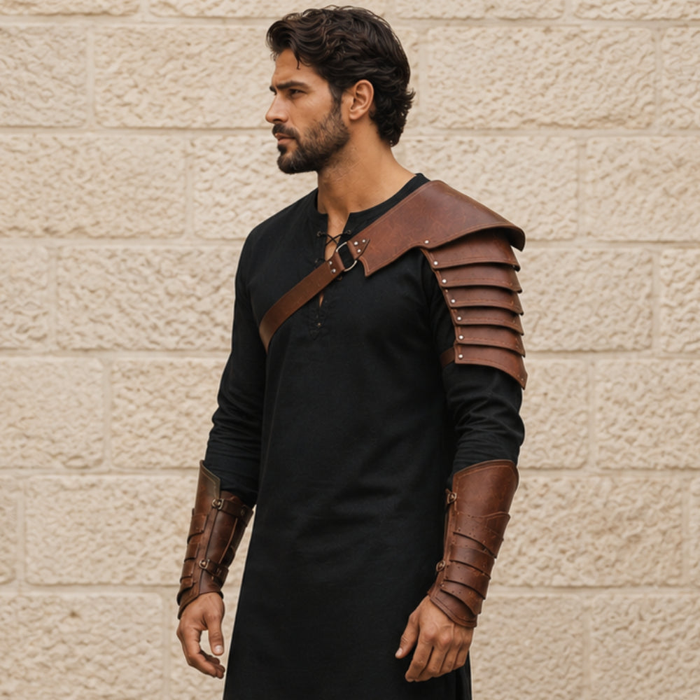 Warrior’s Leather Pauldron Armor – Handmade Medieval Shoulder Armour for Viking, LARP & Cosplay Costumes