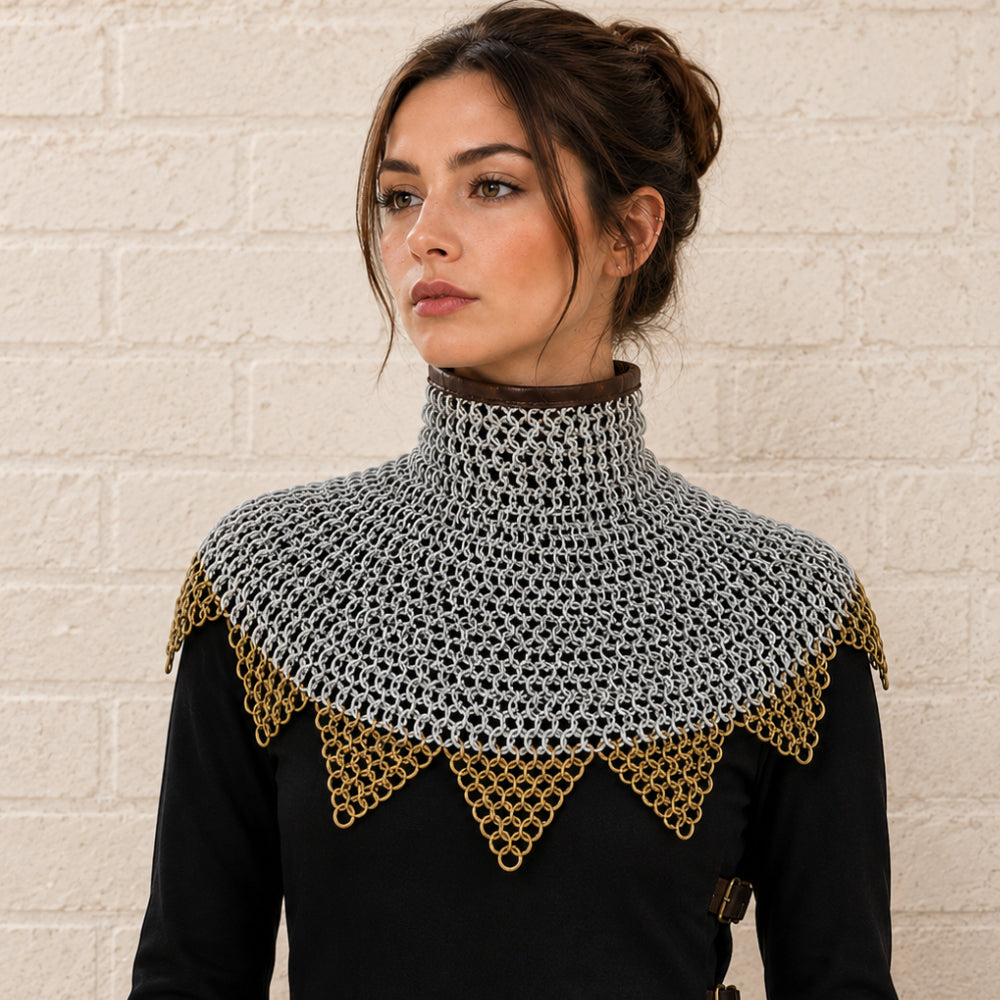 Chainmail Collar – 9mm Aluminium Round Riveted Rings with Solid Rings, Bishop Mantle